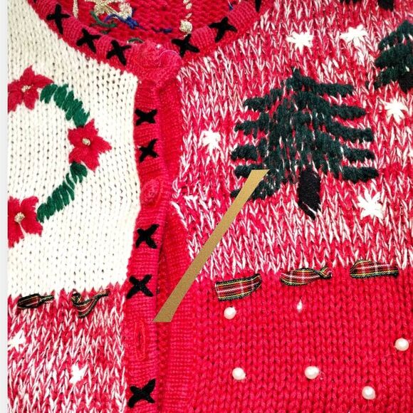 Design Originals Womens Cardigan Sz 2X Xmas Holiday Decorative Sweater Cotton Re - Picture 8 of 8